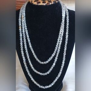 Extra long clear bead necklace 58 inches long